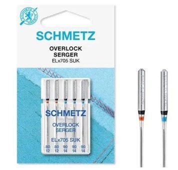 Иглы Schmetz Overlock ELX705 SUK CF Ассорти №80(2 шт), 90(3 шт) 2720 фото